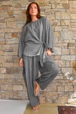 Lindin Linen Blend Kimono Top Washed Charcoal